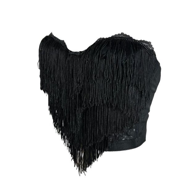 Vintage 1990’s Candice Black Fringe Bralette - Picture 5 of 8